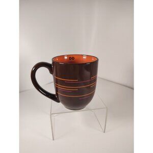 Dunkin Donuts Coffee Mug Collector DD 2011 14oz Brown Orange Pink Stripe